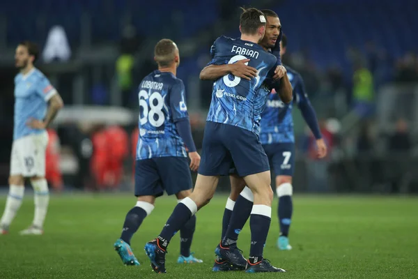 โรม ตาล 2022 Napoli Players Celebrates Victory End ของซ ตาล — ภาพถ่ายสต็อก
