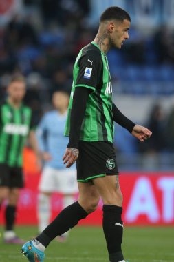 ROME, İtalya - 02.04.2022: GIANLUCA SCAMACCA (SAS) İtalyan Serisi sırasında SS LAZIO ile SASSUOLO arasında Roma Olimpiyat Stadyumu 'nda oynanan futbol maçı
