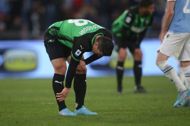 ROME, İtalya - 02.04.2022: GIACOMO RASPADORI (SAS) İtalyan Serisi sırasında SS LAZIO ile SASSUOLO arasında Roma Olimpiyat Stadyumu 'nda oynanan futbol maçı