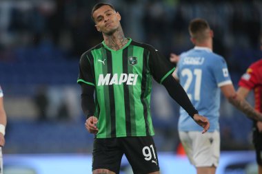 ROME, İtalya - 02.04.2022: GIANLUCA SCAMACCA (SAS) İtalyan Serisi sırasında SS LAZIO ile SASSUOLO arasında Roma Olimpiyat Stadyumu 'nda oynanan futbol maçı