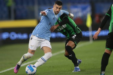 ROME, İtalya - 02.04.2022: ZACCAGNI (LAZIO) İtalyan Serisi 'nde SS LAZIO ile SASSUOLO arasındaki futbol maçı sırasında Roma Olimpiyat Stadyumu' nda oynandı.