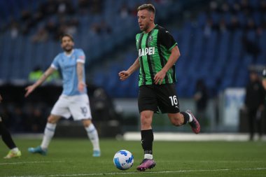ROME, İtalya - 02.04.2022: D.FRATTESI (SAS) İtalyan Serisi sırasında SS LAZIO ile SASSUOLO arasında Roma Olimpiyat Stadyumu 'nda oynanan futbol maçı