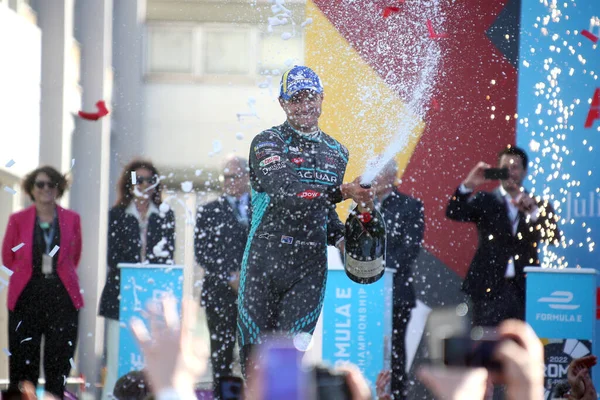 Roma Itália 2022 Mitch Evans Jaguar Tcs Racingduring Celebra Vitória — Fotografia de Stock