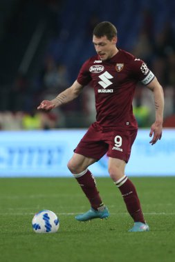 ROME, İtalya - 16.04.2022: İtalya Serisi sırasında SS LAZIO-TORINO FC arasında Roma Olimpiyat Stadyumu 'nda oynanan futbol maçı