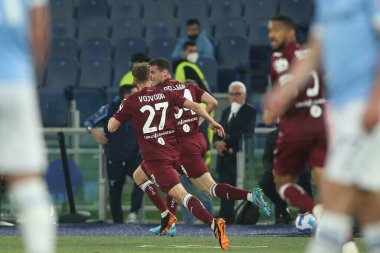 ROME, İtalya - 16.04.2022: PELLEGRI, İtalya Serisi 'nde gol 0-1, Roma Olimpiyat Stadyumu' nda SS LAZIO - TORINO FC arasında oynanan bir futbol maçı.