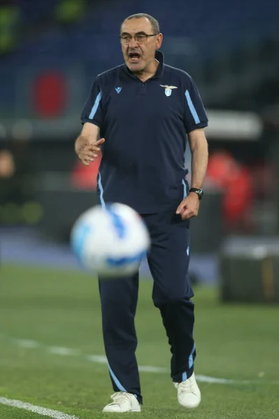 Rzym Włochy 2022 Maurizio Sarri Coach Lazio Akcji Podczas Włoskiego — Zdjęcie stockowe
