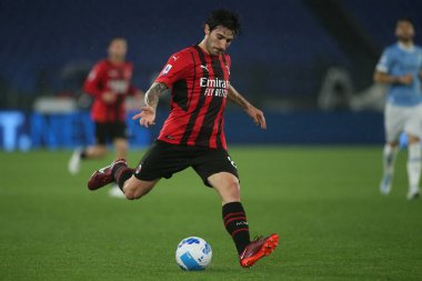 ROME, İtalya - 24.04.2022: TONALI (MIL) İtalyan Serisi sırasında Roma Olimpiyat Stadyumu 'nda SS LAZIO-AC MILAN arasında oynanan futbol maçı