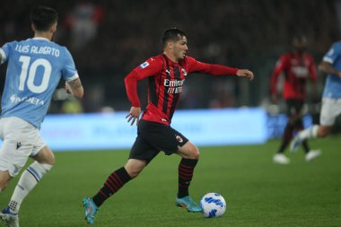 ROME, İtalya - 24.04.2022: DIAZ (MIL) İtalyan Serisi sırasında Roma Olimpiyat Stadyumu 'nda SS LAZIO-AC MILAN arasında oynanan futbol maçı