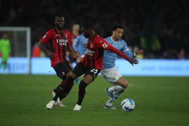 ROME, İtalya - 24.04.2022: İtalya Serisi sırasında SS LAZIO VS AC MILAN arasında Roma Olimpiyat Stadyumu 'nda oynanan futbol maçı