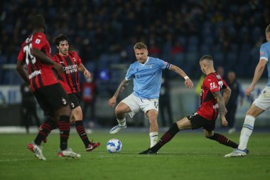 ROME, İtalya - 24.04.2022: İtalya Serisi sırasında SS LAZIO VS AC MILAN arasında Roma Olimpiyat Stadyumu 'nda oynanan futbol maçı