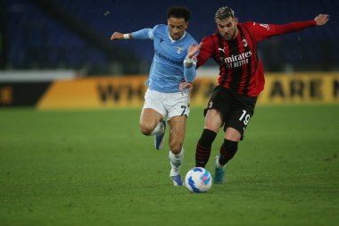 ROME, İtalya - 24.04.2022: İtalya Serisi sırasında SS LAZIO VS AC MILAN arasında Roma Olimpiyat Stadyumu 'nda oynanan futbol maçı