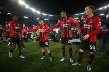 ROME, Italy - 24.04.2022: MILAN CELEBRATES VICTORY IN the Italian Serie A football match between SS LAZIO VS AC MILAN at Olympic stadium in Rome