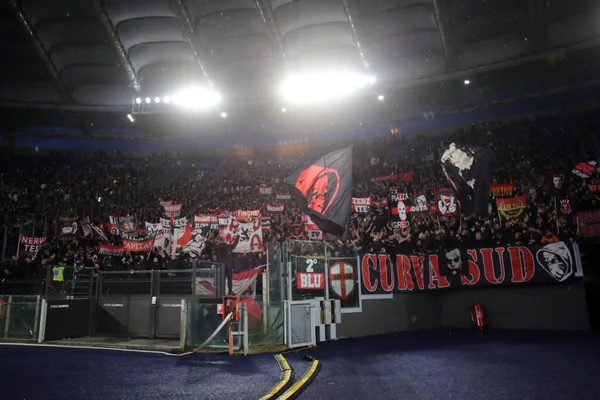 Rome Italy 2022 Milan Supporters Italian Serie Football Match Lazio —  Fotos de Stock