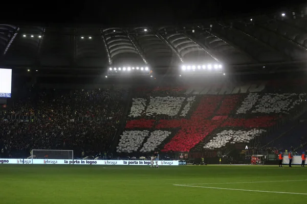 โรม ตาล 2022 Coreography Milan Supporters ระหว างการแข ตบอลเซร ตาล — ภาพถ่ายสต็อก