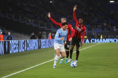 ROME, İtalya - 24.04.2022: İtalya Serisi sırasında SS LAZIO VS AC MILAN arasında Roma Olimpiyat Stadyumu 'nda oynanan futbol maçı
