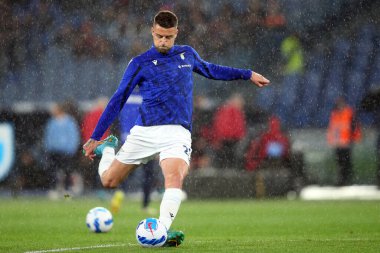 ROME, İtalya - 24.04.2022: MILINKOVIC SAVIC (LAZIO) İtalyan Serisi A futbol karşılaşmasında SS LAZIO - AC MILAN arasında Roma Olimpiyat Stadyumu 'nda oynanan karşılaşma