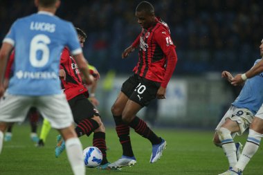 ROME, Italy - 24.04.2022:  KALULU (MIL) in action during the Italian Serie A football match between SS LAZIO VS AC MILAN at Olympic stadium in Rome