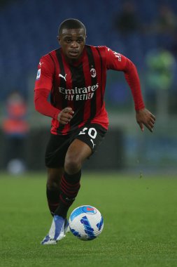 ROME, Italy - 24.04.2022: KALULU (MIL) in action during the Italian Serie A football match between SS LAZIO VS AC MILAN at Olympic stadium in Rome