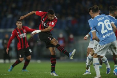 ROME, Italy - 24.04.2022: KALULU (MIL)  in action during the Italian Serie A football match between SS LAZIO VS AC MILAN at Olympic stadium in Rome