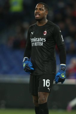 ROME, İtalya - 24.04.2022: MAIGNAN (MIL) İtalyan Serisi sırasında Roma Olimpiyat Stadyumu 'nda SS LAZIO-AC MILAN arasında oynanan futbol maçı