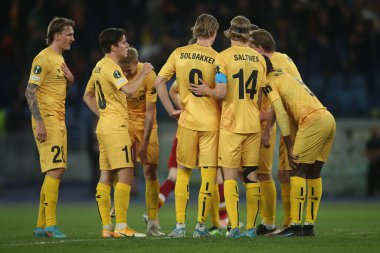 ROME, ITALY - 14.04.2022: UEFA Konferans Ligi çeyrek final maçı sırasında 14 Nisan 'da Roma Olimpiyat Stadyumu' nda FK Bodo / Glimt arasında oynanmıştır..