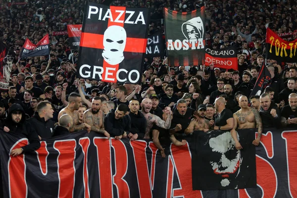 Rome Italy 2022 Milan Fans Celebrates Victory Italian Serie Football — Stock Fotó