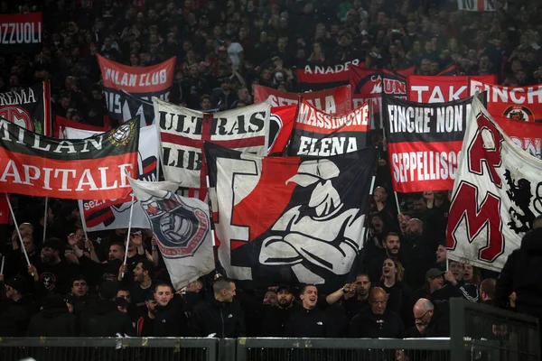 Rome Italy 2022 Flags Milan Fans Stands Italian Serie Football — 스톡 사진