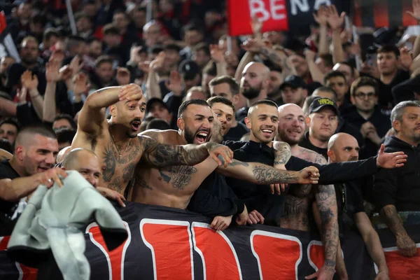 โรม ตาล 2022 Milan Fans Celebrates Victory ในการแข ตบอลเซร ตาล — ภาพถ่ายสต็อก