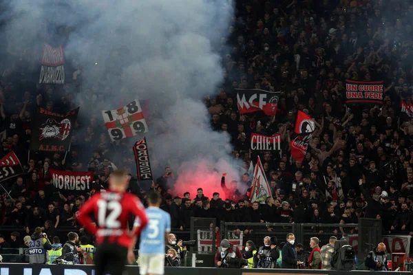 Rome Italy 2022 Milan Fans Stands Italian Serie Football Match — Stock Fotó