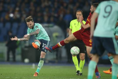 ROME, ITALY - 05.05.2022: James Maddison (Leicester) UEFA Avrupa Konferans Ligi yarı final karşılaşmasında Roma 'daki Olimpiyat Stadyumu' nda Roman v Leicester City.