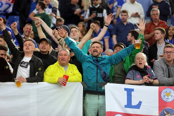 Rome Italy 2022 Leicesters Supporters Stands Waiting Uefa Europa Conference — Stockfoto