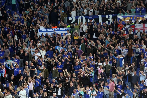 Rome Italy 2022 Leicesters Supporters Stands Waiting Uefa Europa Conference —  Fotos de Stock