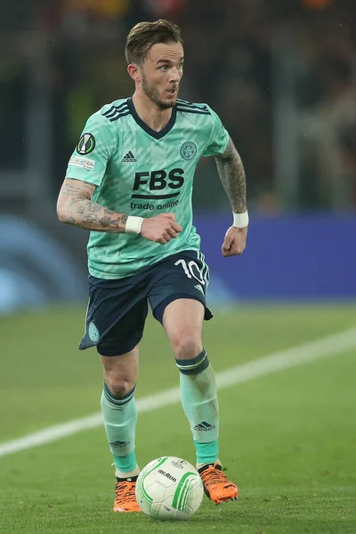 ROME, ITALY - 05.05.2022: James Maddison (Leicester) UEFA Avrupa Konferans Ligi yarı final karşılaşmasında Roma 'daki Olimpiyat Stadyumu' nda Roman v Leicester City.