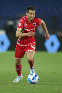 ROME, İtalya - 07.05.2022: İtalyan Serisi sırasında CANDREVA (SAMP), Roma Olimpiyat Stadyumu 'nda SS LAZIO-S SAMPDORIA GENOA arasında oynanan futbol maçı.