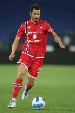 ROME, İtalya - 07.05.2022: İtalyan Serisi sırasında CANDREVA (SAMP), Roma Olimpiyat Stadyumu 'nda SS LAZIO-S SAMPDORIA GENOA arasında oynanan futbol maçı.