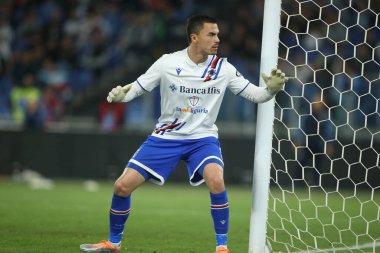 ROME, İtalya - 07.05.2022: EMIL AUDERO (SAMP) İtalyan Serisi sırasında SS LAZIO-S SAMPDORIA GENOA arasında Roma Olimpiyat Stadyumu 'nda oynanan futbol maçı.