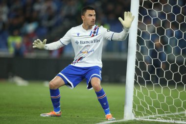 ROME, İtalya - 07.05.2022: EMIL AUDERO (SAMP) İtalyan Serisi sırasında SS LAZIO-S SAMPDORIA GENOA arasında Roma Olimpiyat Stadyumu 'nda oynanan futbol maçı.