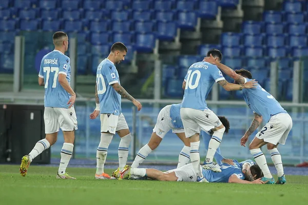 โรม ตาล 2022 Patric Lazio าประต และเฉล มฉลองระหว างการแข ตบอลเซร — ภาพถ่ายสต็อก