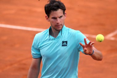 ROME, ITALY - 09 Mayıs 2022 tarihinde İtalya 'nın Foro Italico kentinde oynanan Internazionali BNL D' Italia 'da oynanan maçta, İtalyan F. Fognini' ye karşı forehand oynadı..