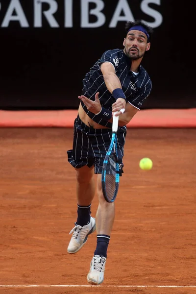 Rome Italien Maj Fognini Italien Spelar Forehand Mot Thiem Aut — Stockfoto