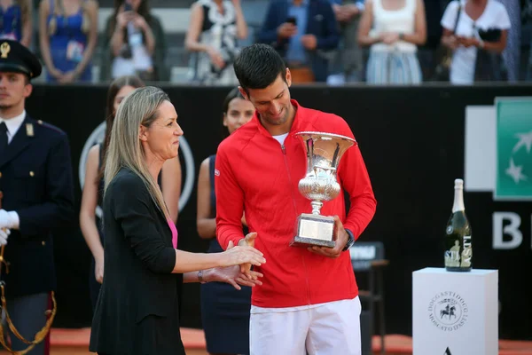 Rome Italy 2022 Award Ceremony Novak Djokovic Wins Trophy Final — Stock Photo, Image