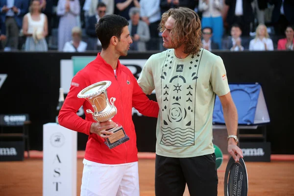 Rome Italy 2022 Award Ceremony Novak Djokovic Wins Trophy Final — Stock Photo, Image