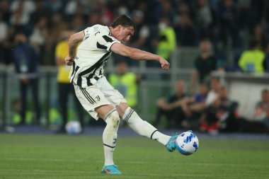 ROME, İtalya - 11.05.2022: FC JUVENTUS TURIN 'e karşı FC INTERNAZIONALE MILAN' ın Roma 'daki Olimpiyat Stadyumu' nda oynanan İtalya Kupası Finali 2022 Kupası 'nda eylem halindedir.