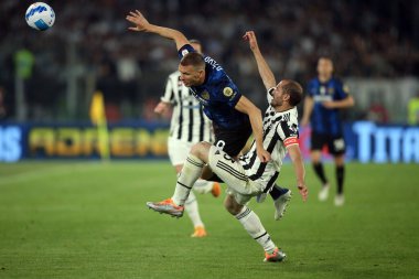 ROME, İtalya - 11.05.2022: FC JUVENTUS TURIN 'e karşı FC INTERNAZIONALE MILAN' ın Roma 'daki Olimpiyat Stadyumu' nda oynanan İtalya Kupası Finali 2022 Kupası 'nda eylem halindedir.