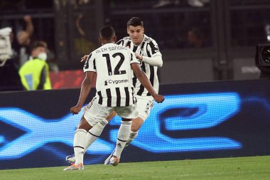 ROME, İtalya - 11.05.2022: FC JUVENTUS TURIN 'e karşı FC INTERNAZIONALE MILAN' ın Roma 'daki Olimpiyat Stadyumu' nda oynanan İtalya Kupası Finali 2022 Kupası 'nda eylem halindedir.