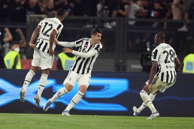 ROME, Italy - 11.05.2022:   in action during the football match Italy Cup Final 2022 Trophy  between FC JUVENTUS TURIN VS FC INTERNAZIONALE MILAN  at Olympic stadium in Rome
