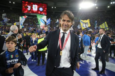 ROME, İtalya - 11.05.2022: FC JUVENTUS TURIN 'e karşı FC INTERNAZIONALE MILAN' ın Roma 'daki Olimpiyat Stadyumu' nda oynanan İtalya Kupası Finali 2022 Kupası 'nda eylem halindedir.