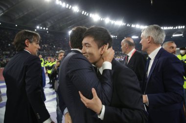 ROME, İtalya - 11.05.2022: FC JUVENTUS TURIN 'e karşı FC INTERNAZIONALE MILAN' ın Roma 'daki Olimpiyat Stadyumu' nda oynanan İtalya Kupası Finali 2022 Kupası 'nda eylem halindedir.