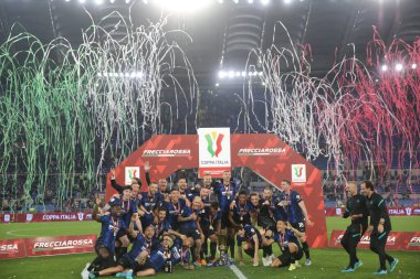 ROME, Italy - 11.05.2022:   in action during the football match Italy Cup Final 2022 Trophy  between FC JUVENTUS TURIN VS FC INTERNAZIONALE MILAN  at Olympic stadium in Rome