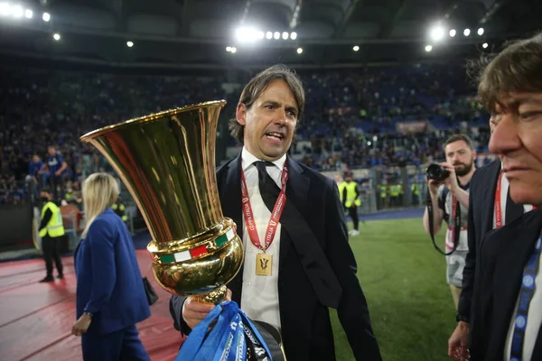 Rome Italy 2022 Simone Inzaghi Celebrates Victory His Family Football — ストック写真